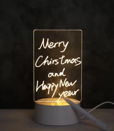Glowing acrylic message board night light