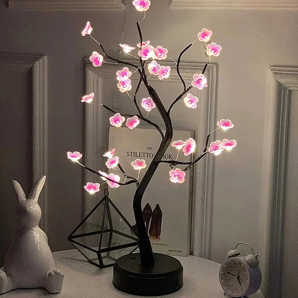 Cherry Blossom Night Light – Touch LED Bonsai Tree Lamp